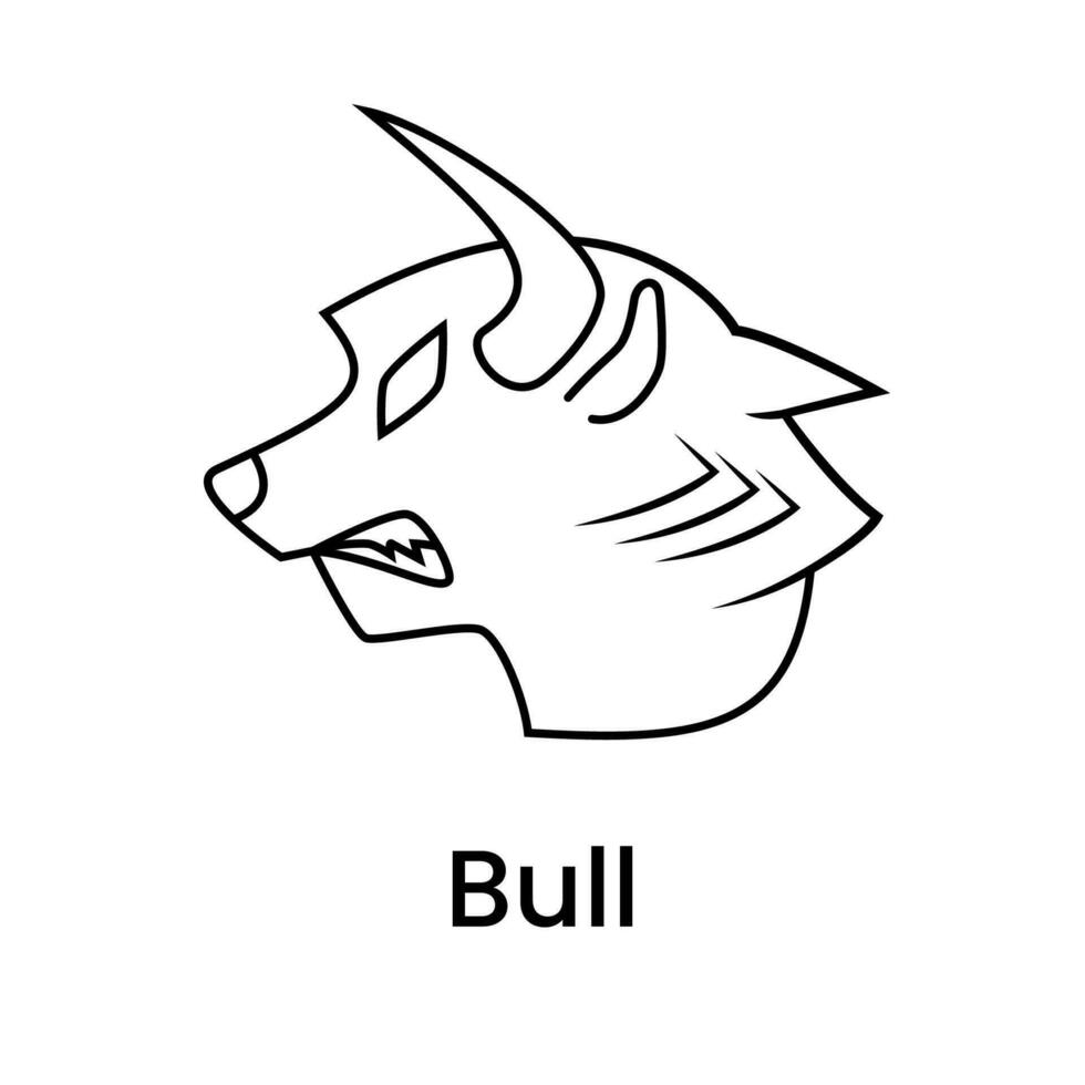 illustration de en colère tête taureau avec ligne art style. simple, minimal et Créatif concept. utilisé pour logo, icône, symbole ou mascotte. adapté pour marque identité vecteur