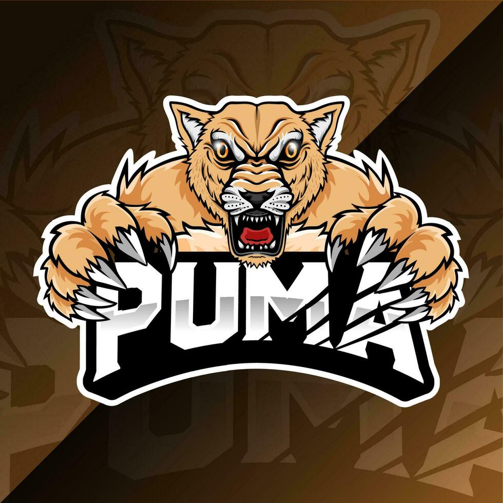 en colère sauvage animal puma esport logo illustration vecteur