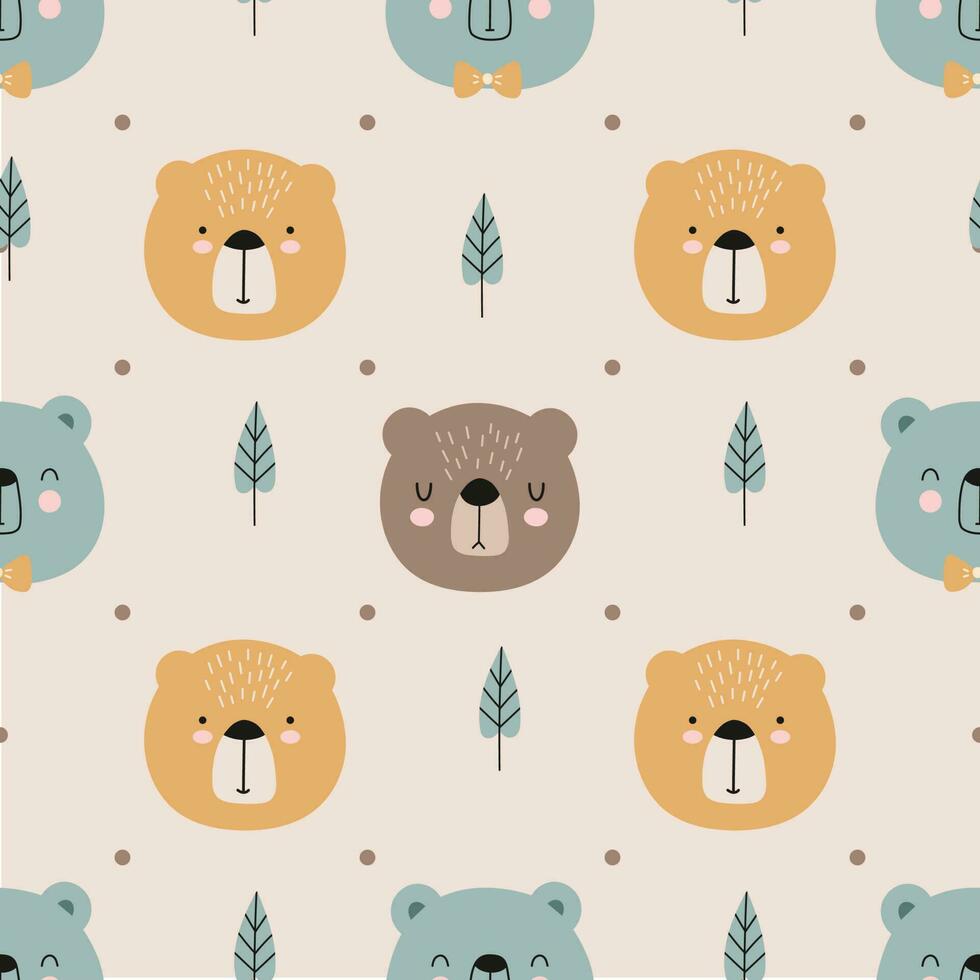 puéril sans couture modèle avec ours. sans couture modèle avec ours scandinave style. scandinave animaux pour T-shirt imprimer. vecteur illustration