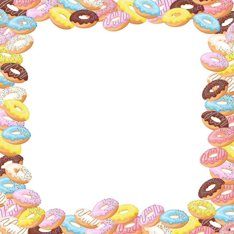 coloré vitré Donut carte. pour menu conception, café décoration, livraison boîte. vecteur illustration dans plat style