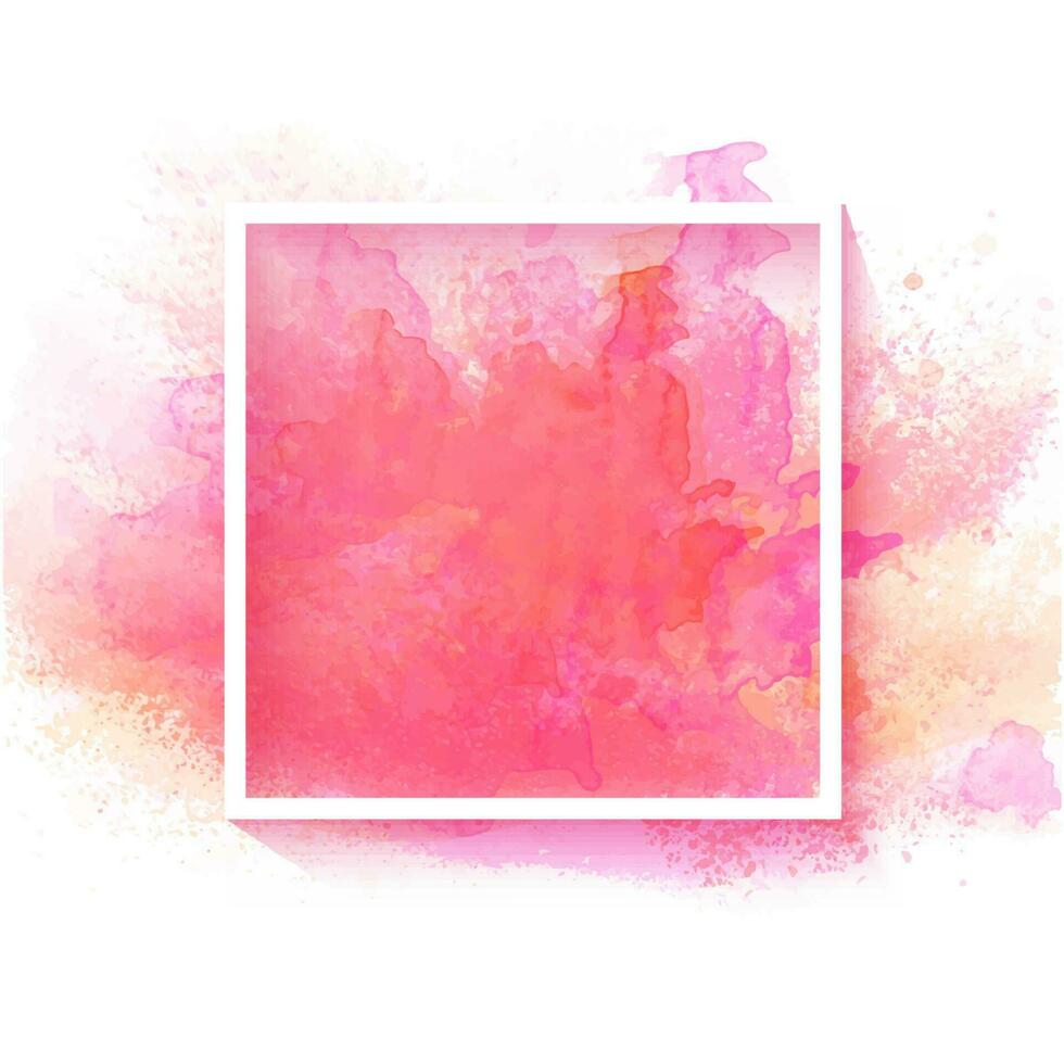 rose, rouge et Jaune aquarelle éclaboussure Contexte avec carré Cadre. vecteur