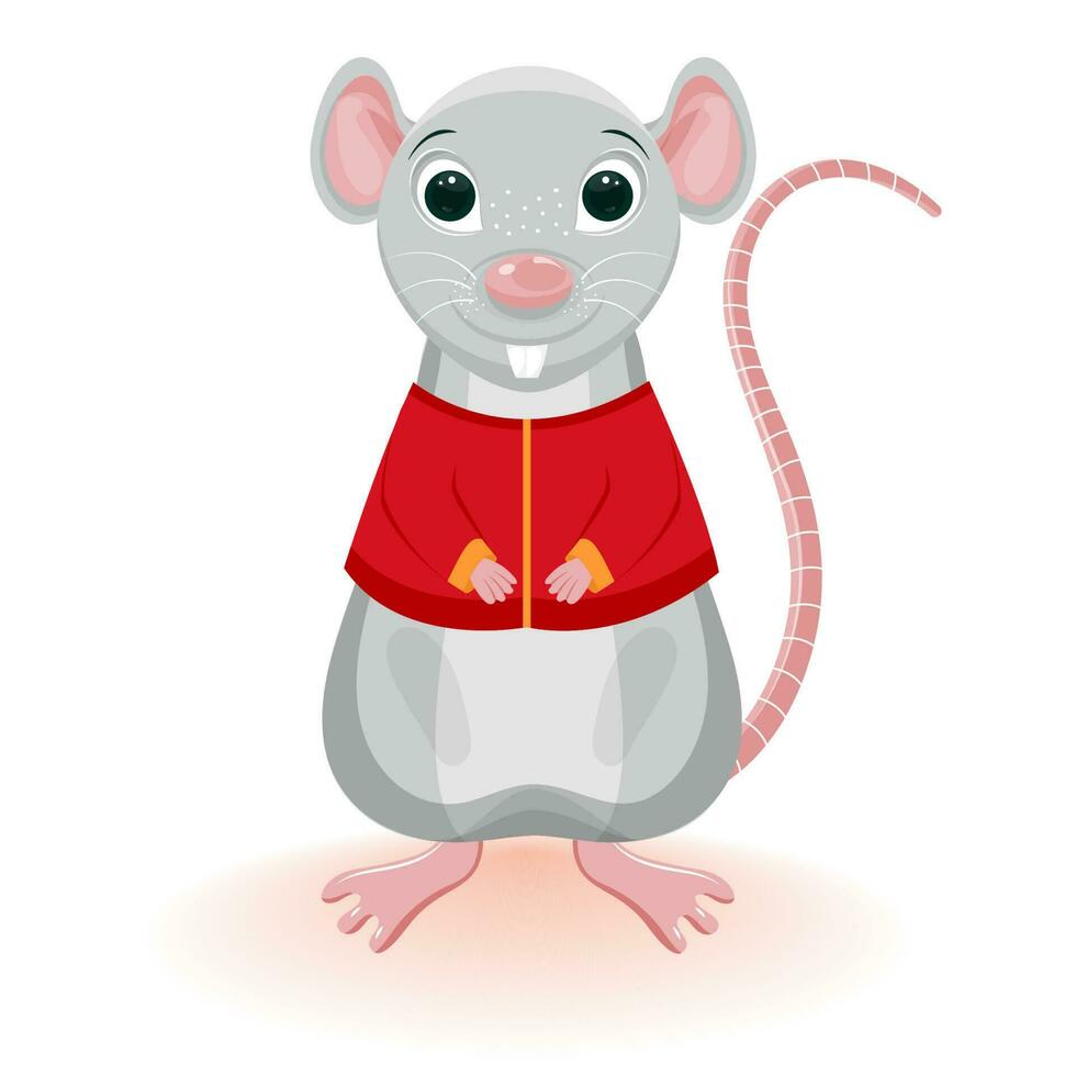 dessin animé personnage de rat permanent sur blanc Contexte. vecteur