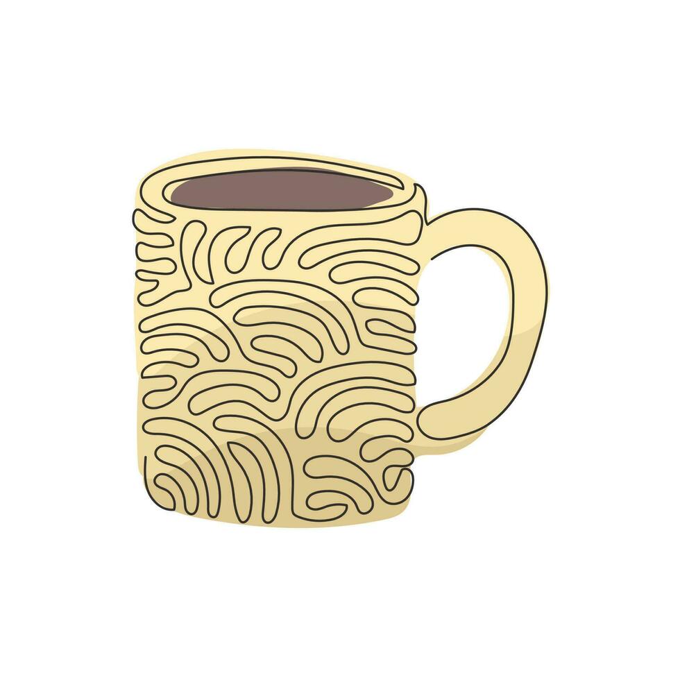 une ligne continue dessinant une tasse de café pour latte, expresso, cappuccino. café chaud prêt à boire pour le petit déjeuner le matin. style de boucle de tourbillon. illustration graphique vectorielle de conception de dessin à une seule ligne vecteur