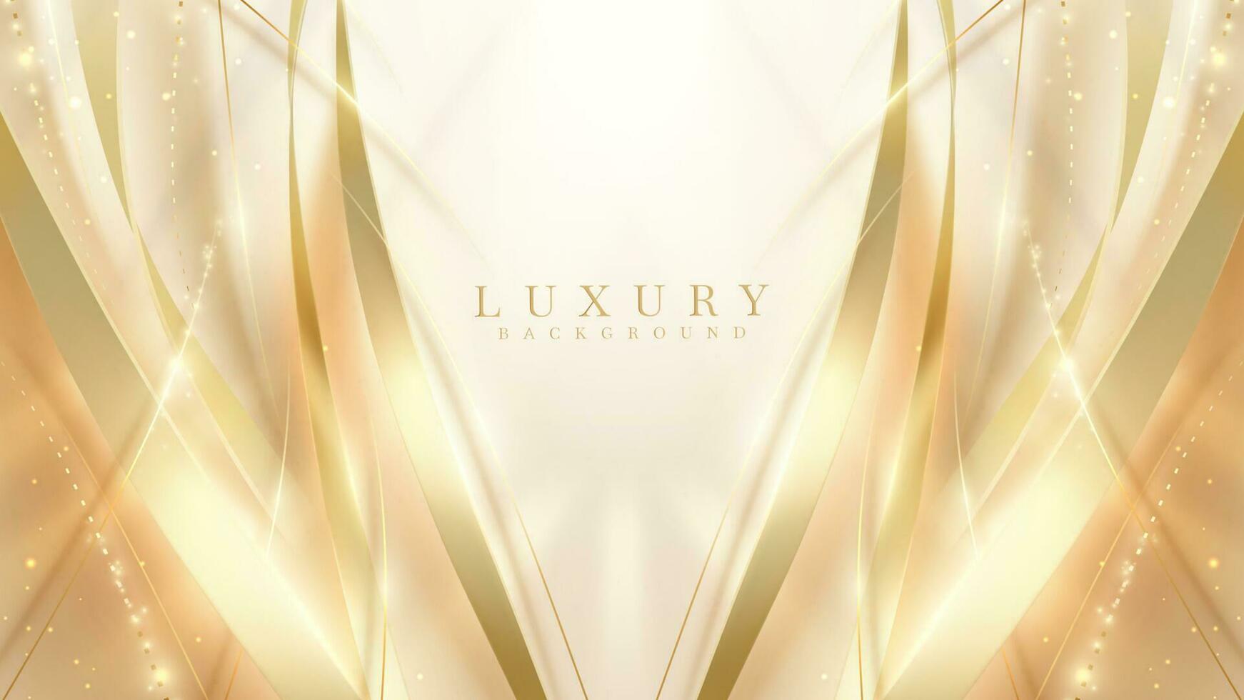 luxe Contexte avec d'or courbe ligne éléments et Soleil lumière effets décoration et bokeh. vecteur