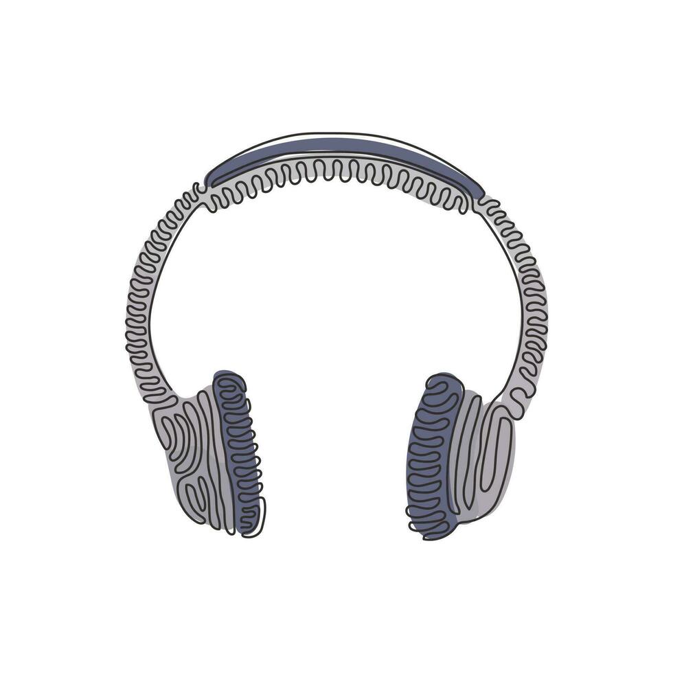 une seule ligne dessinant des écouteurs de style moderne. casque audio. écouteurs modernes et élégants avec cache-oreilles. concept de style de boucle de tourbillon. illustration vectorielle graphique de conception de ligne continue moderne vecteur