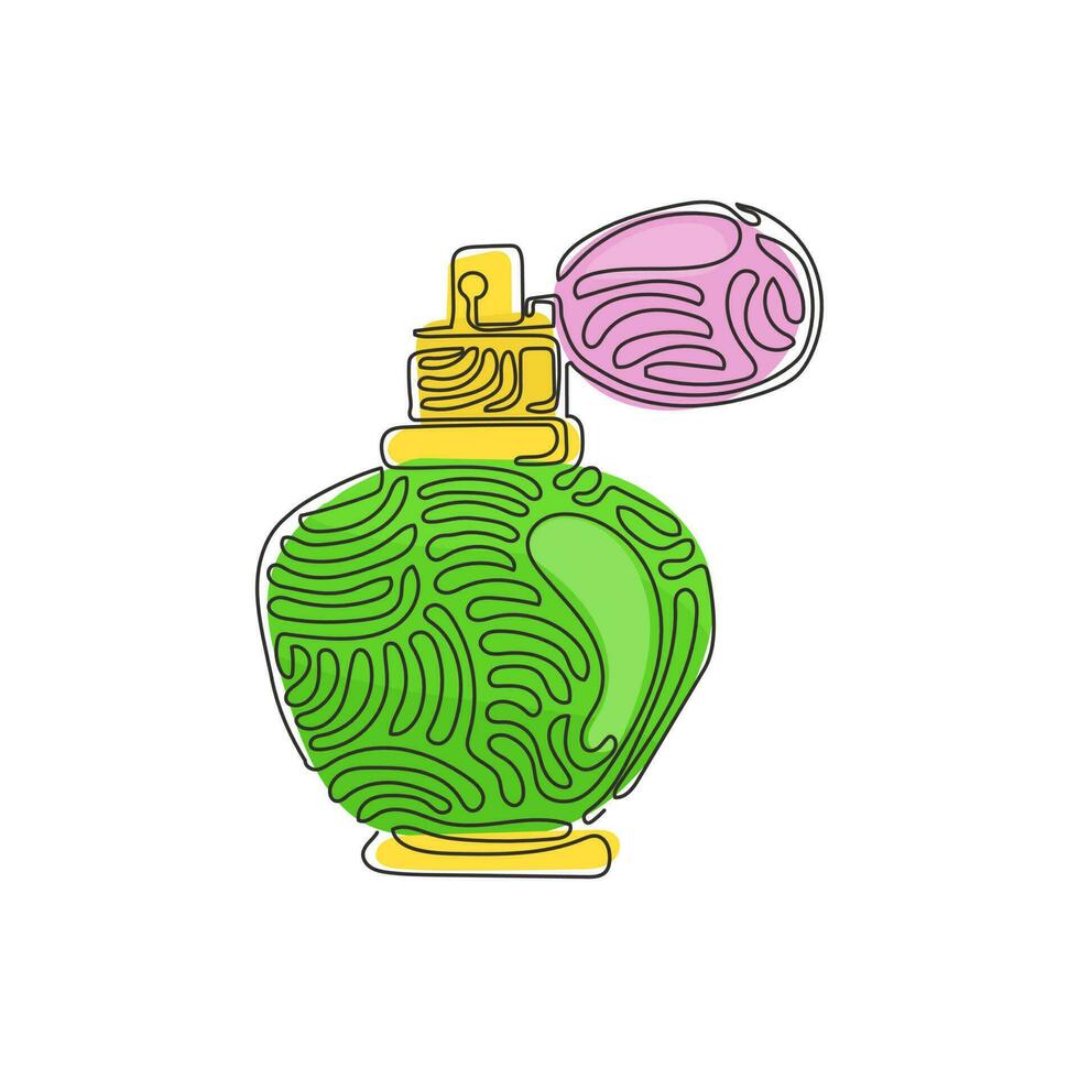 flacons et bouteilles de parfum de dessin continu d'une ligne. icônes cosmétiques. illustration cosmétique et spa design plat de parfum. style de boucle de tourbillon. illustration graphique vectorielle de conception de dessin à une seule ligne vecteur