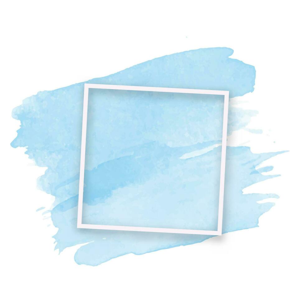 bleu aquarelle brosse accident vasculaire cérébral effet Contexte avec blanc carré Cadre. vecteur