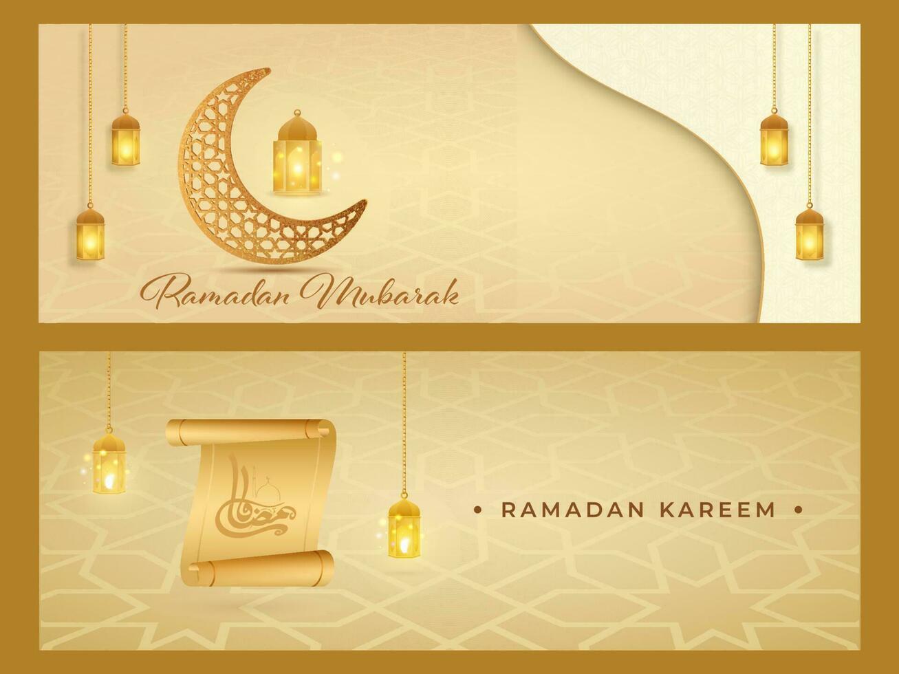 Ramadan kareem ou Ramadan mubarak entête ou bannière ensemble. vecteur