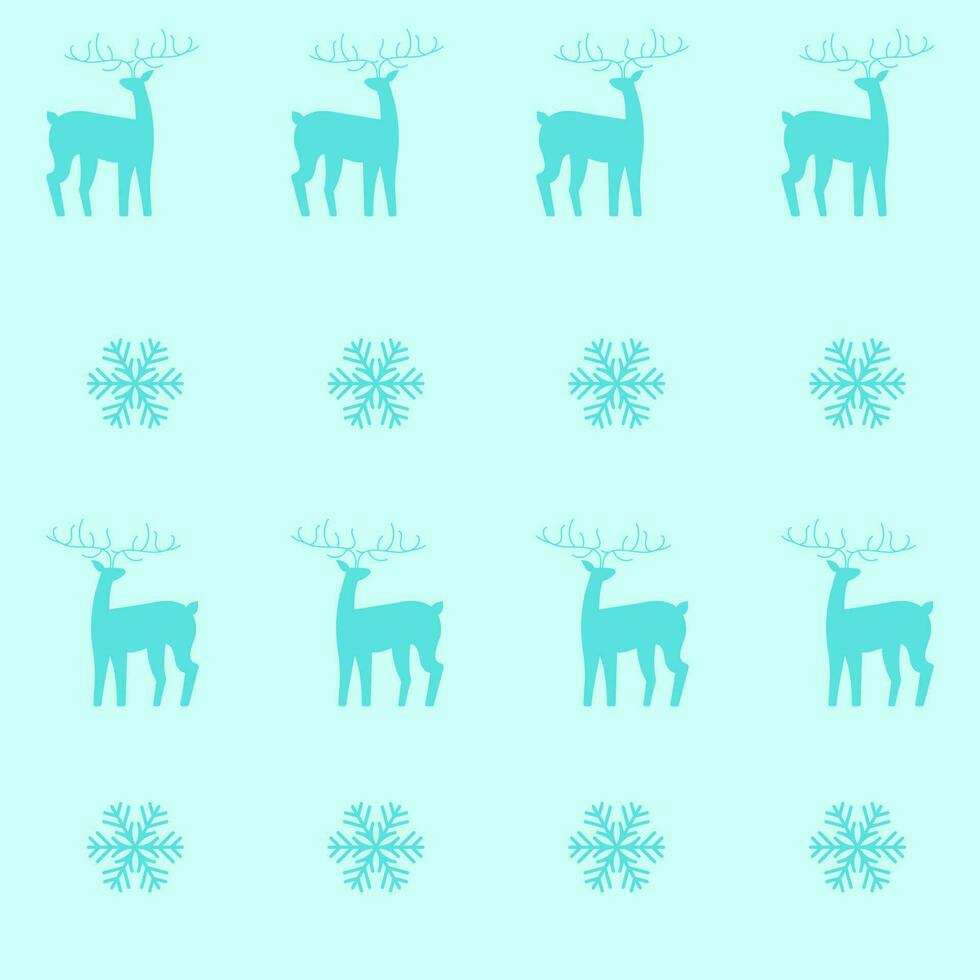 bleu silhouette renne et flocons de neige modèle Contexte. vecteur