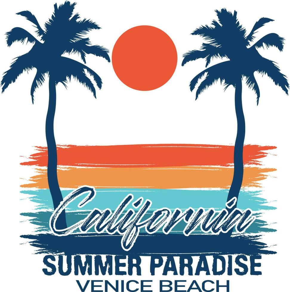 Californie été paradis Venise plage T-shirt conception vecteur illustration