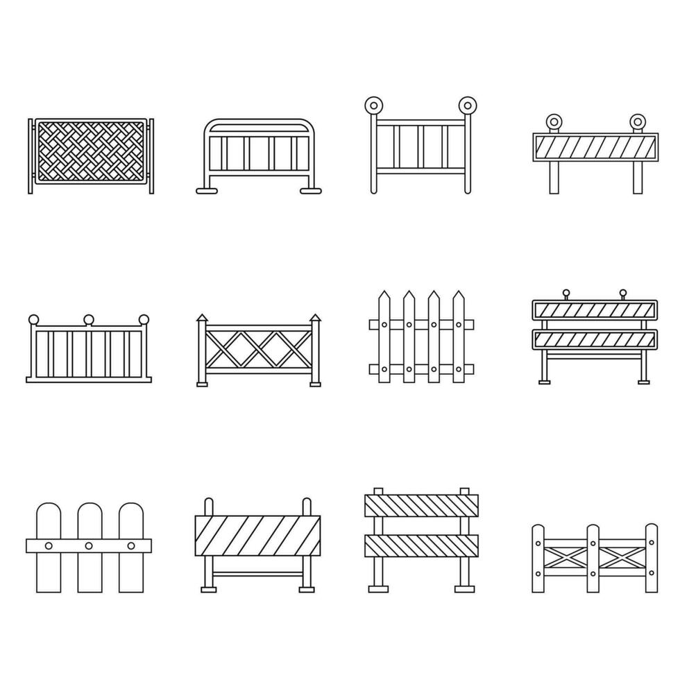 clôture icône vecteur ensemble. palissade illustration signe collection. escrime symbole. haie logo.