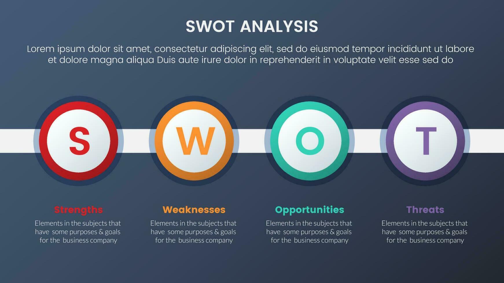 bosser une analyse concept avec gros cercle chronologie pour infographie modèle bannière avec quatre point liste information vecteur