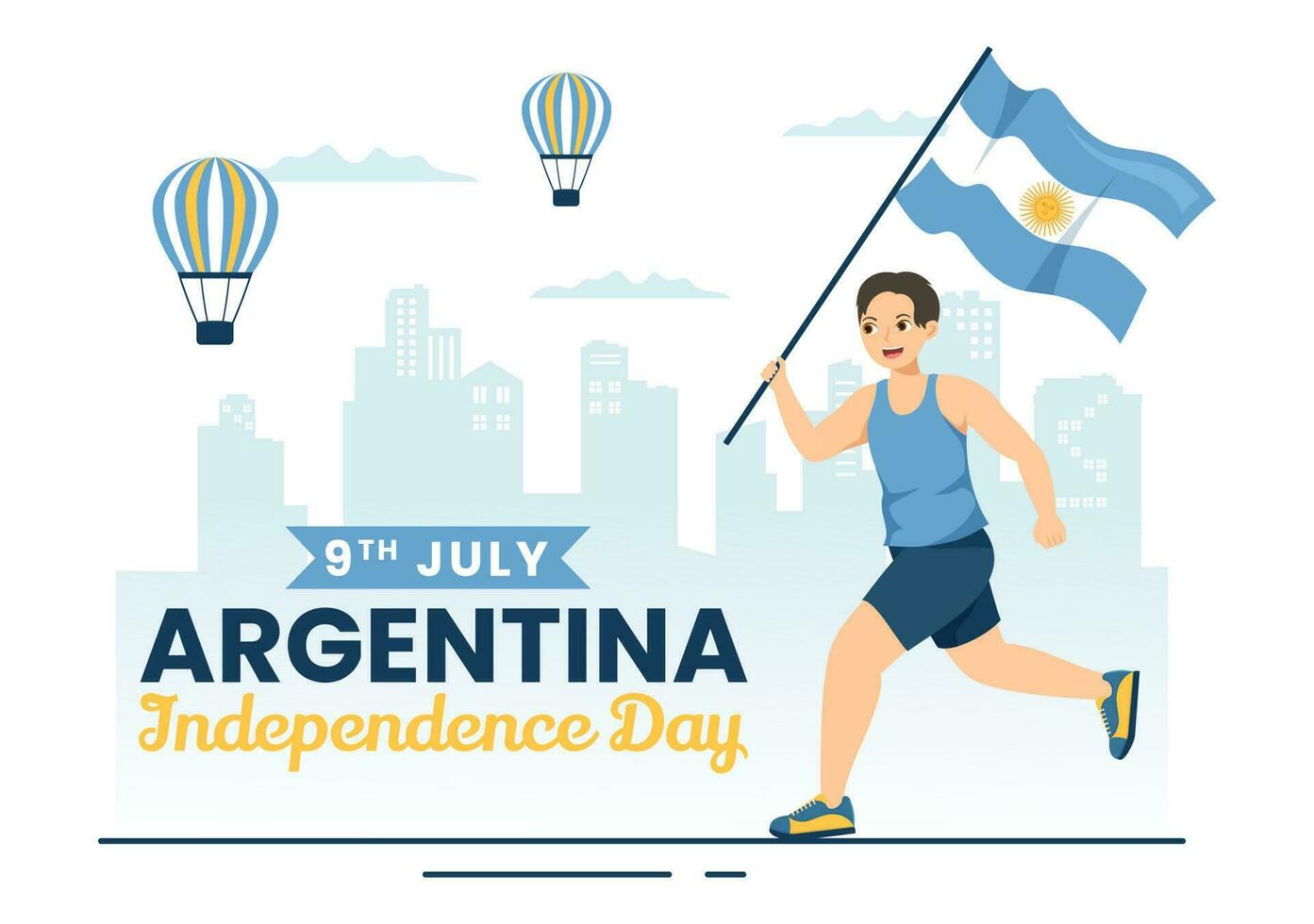 content Argentine indépendance journée sur 9e de juillet vecteur illustration avec agitant drapeau dans plat dessin animé fête main tiré atterrissage page modèles