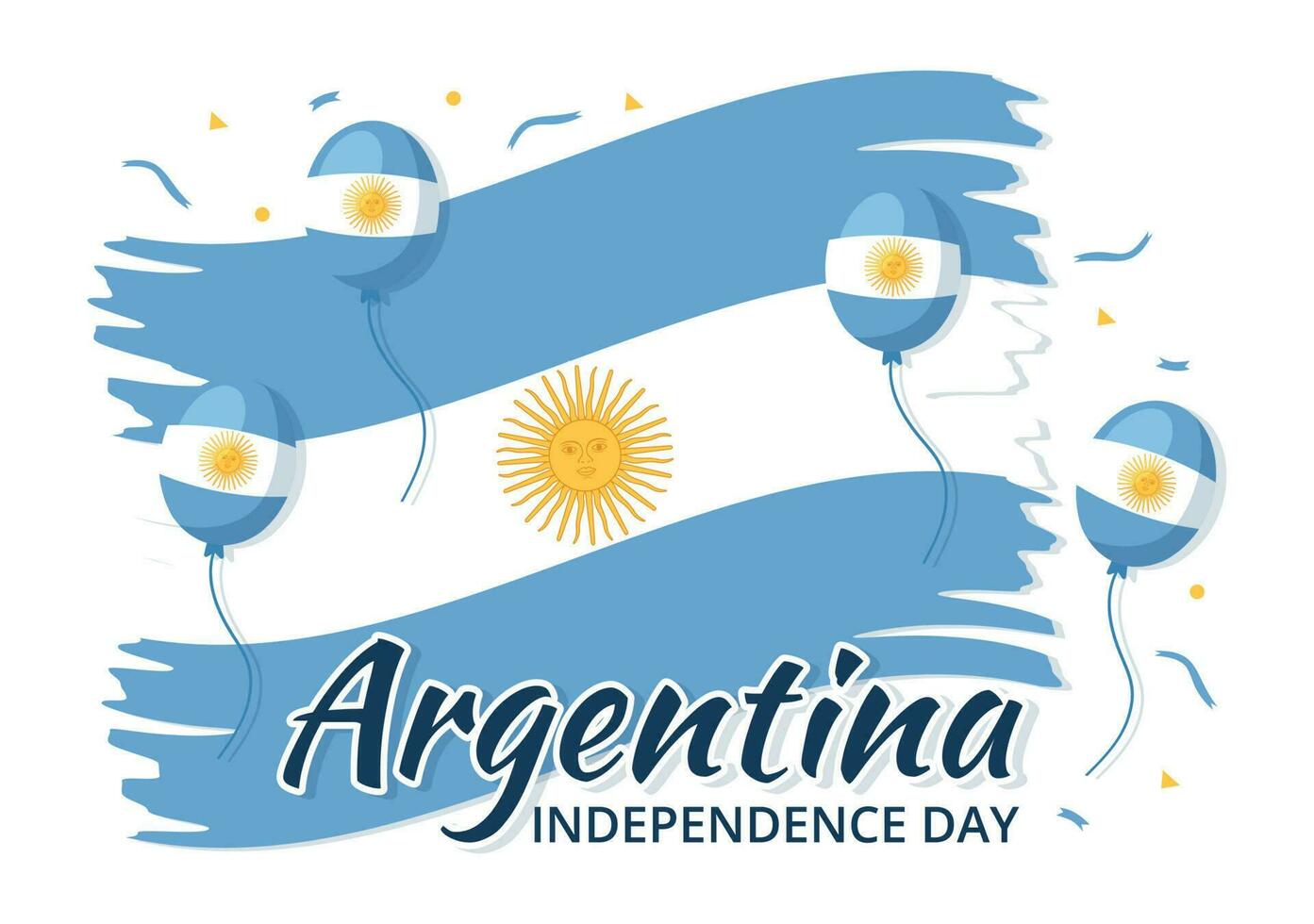 content Argentine indépendance journée sur 9e de juillet vecteur illustration avec agitant drapeau dans plat dessin animé fête main tiré atterrissage page modèles