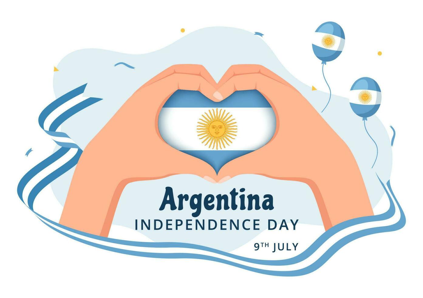 content Argentine indépendance journée sur 9e de juillet vecteur illustration avec agitant drapeau dans plat dessin animé fête main tiré atterrissage page modèles