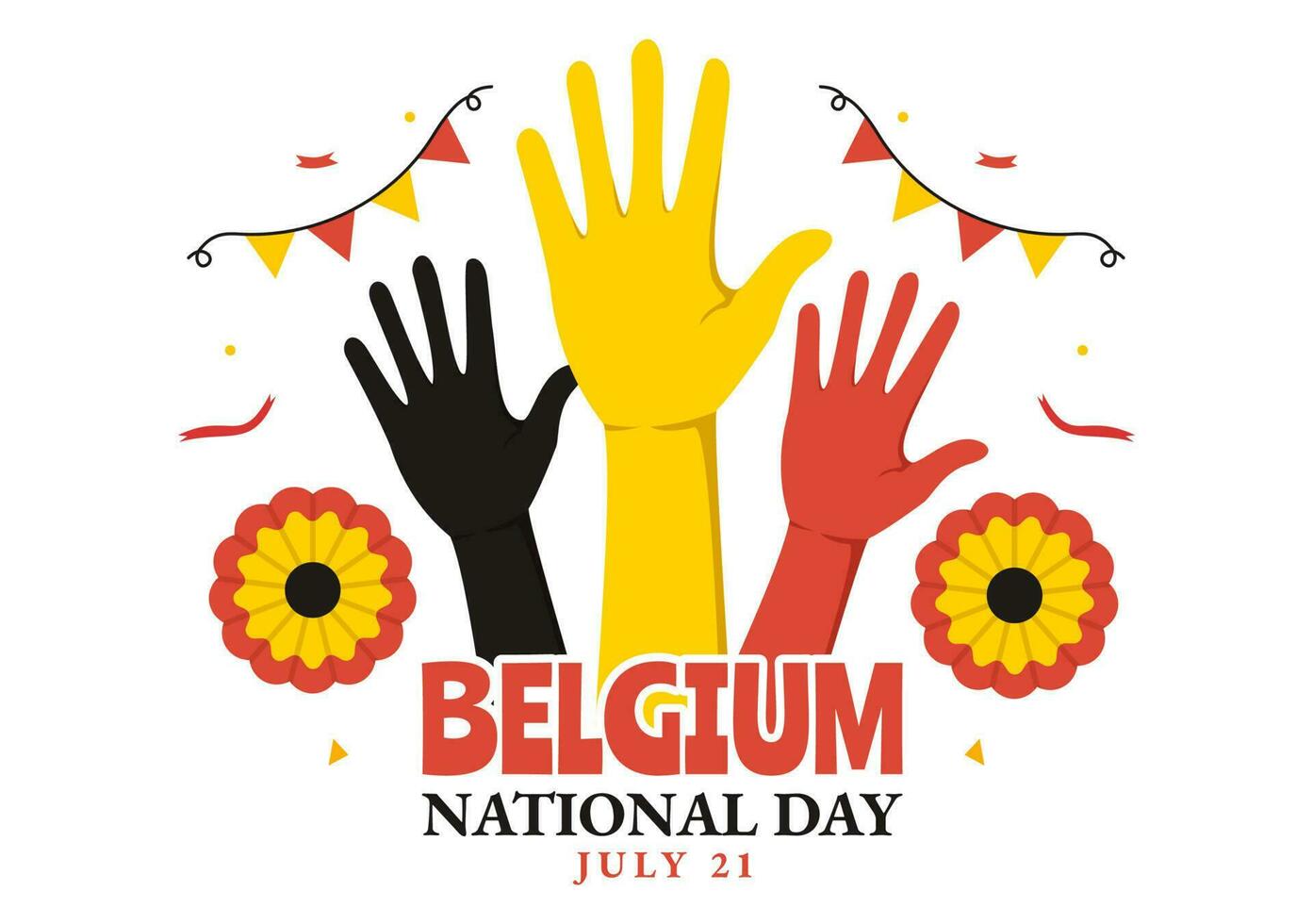 content Belgique indépendance journée sur juillet 21 vecteur illustration avec agitant drapeau Contexte dans plat dessin animé main tiré pour atterrissage page modèles