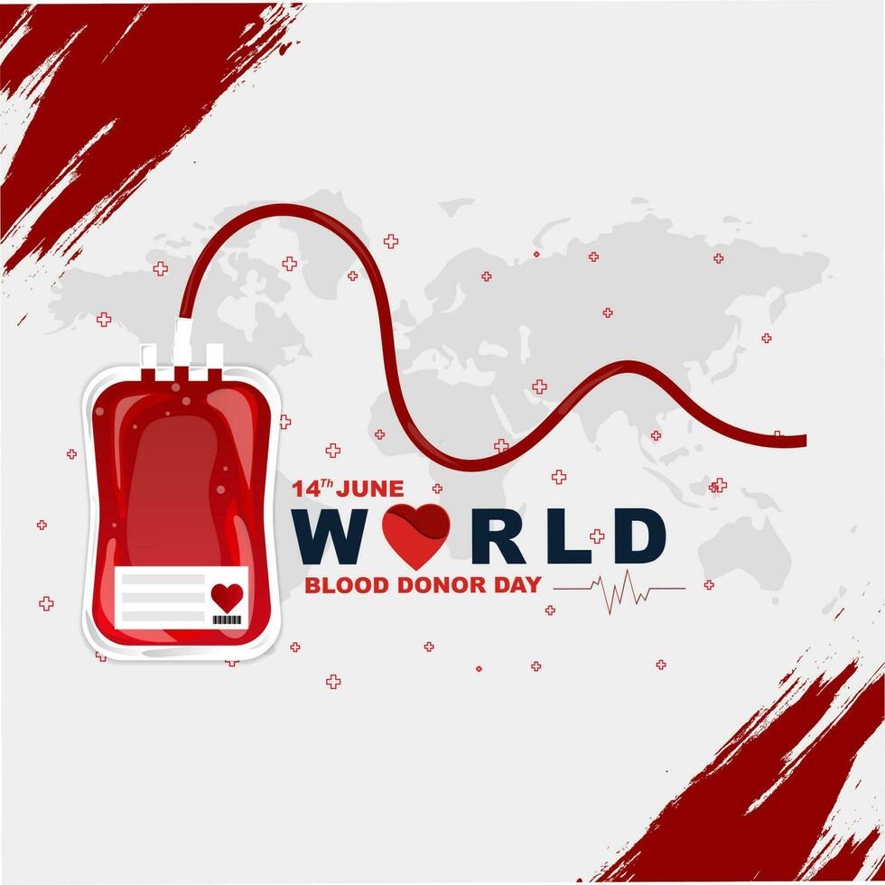 monde du sang donneur journée juin 14ème, salutation carte ou affiche conception, plat vecteur illustration