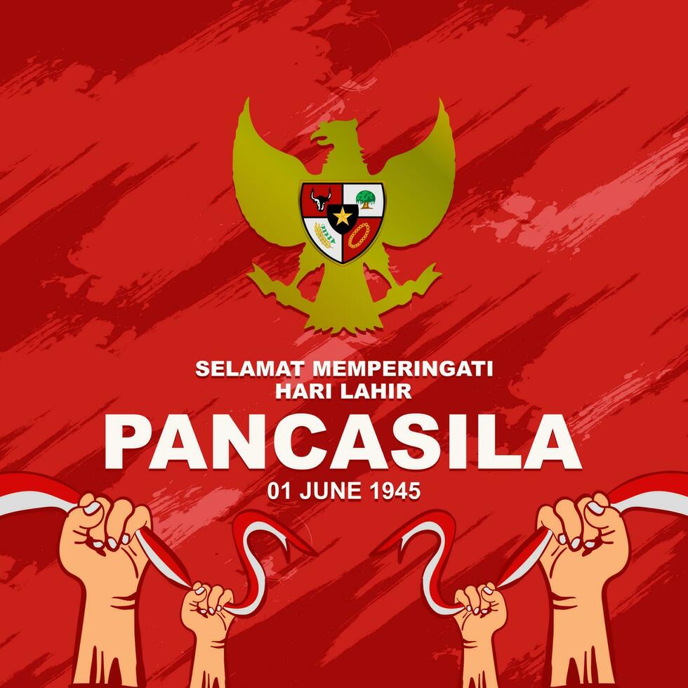 content pancasila journée juin 1, indonésien nationale vacances, salutation conception avec garuda décoration vecteur