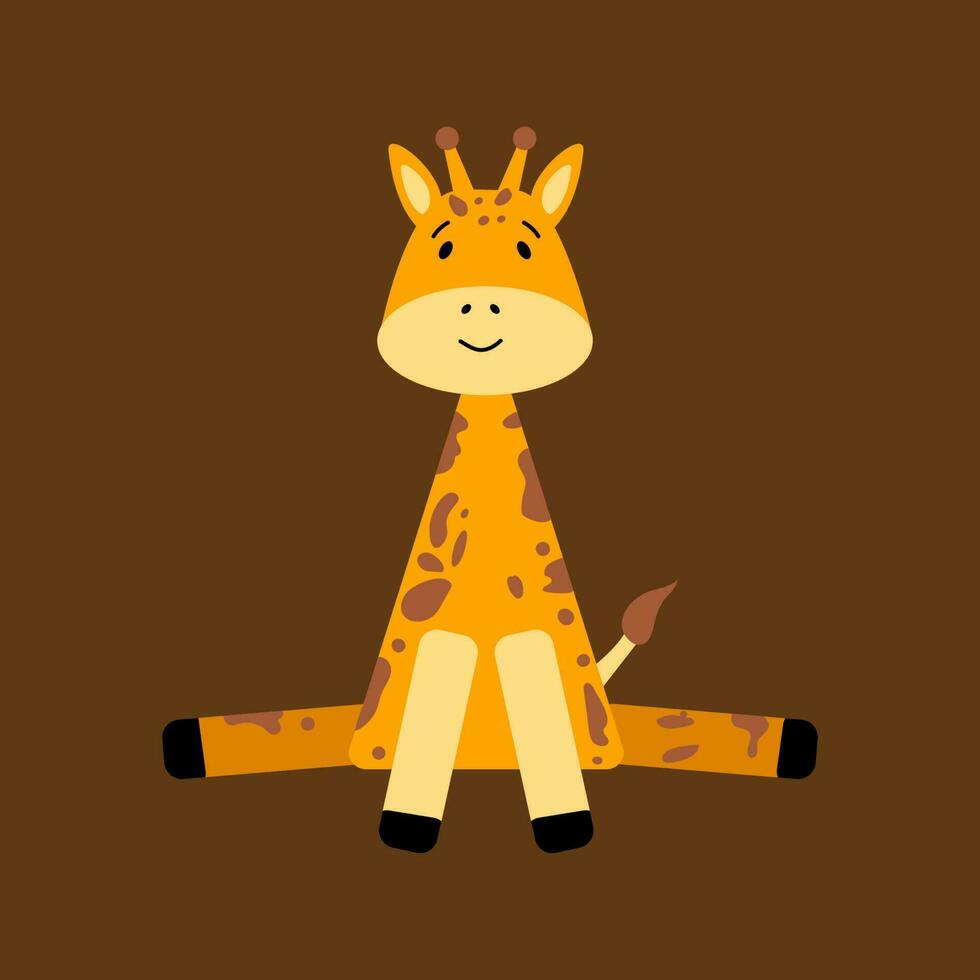 vecteur dessin animé girafe. mignonne plat style girafe. populaire sauvage, africain animal. marron isolé Contexte. enfants illustration.