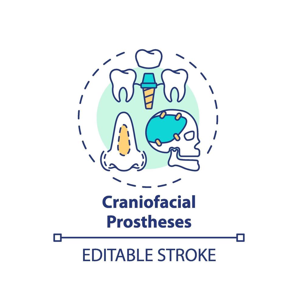 icône de concept de prothèses craniofaciales vecteur