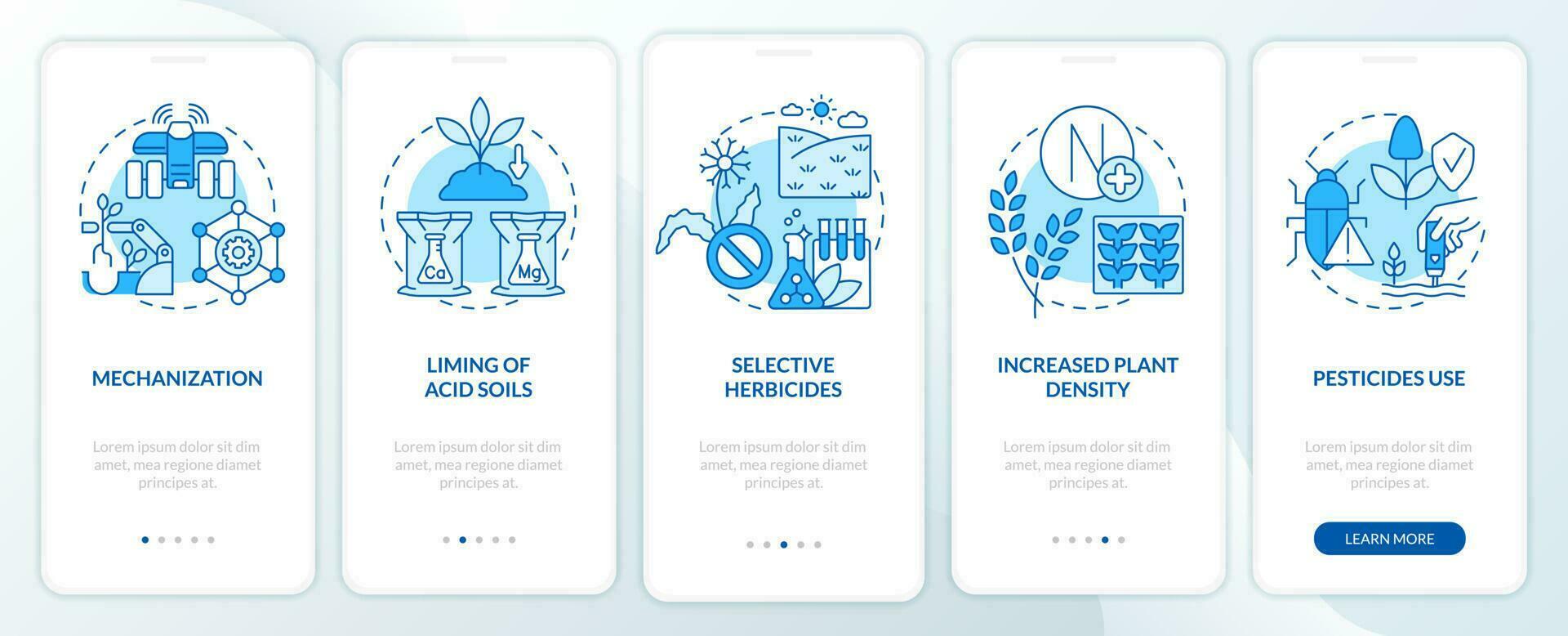 agricole productivité sources bleu l'intégration mobile app filtrer. procédure pas à pas 5 pas modifiable graphique instructions avec linéaire concepts. interface utilisateur, ux, gui modèle vecteur