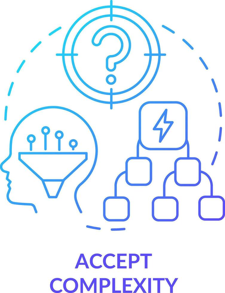 J'accepte complexité bleu pente concept icône. difficile situations. adaptation à complexe changement abstrait idée mince ligne illustration. isolé contour dessin vecteur