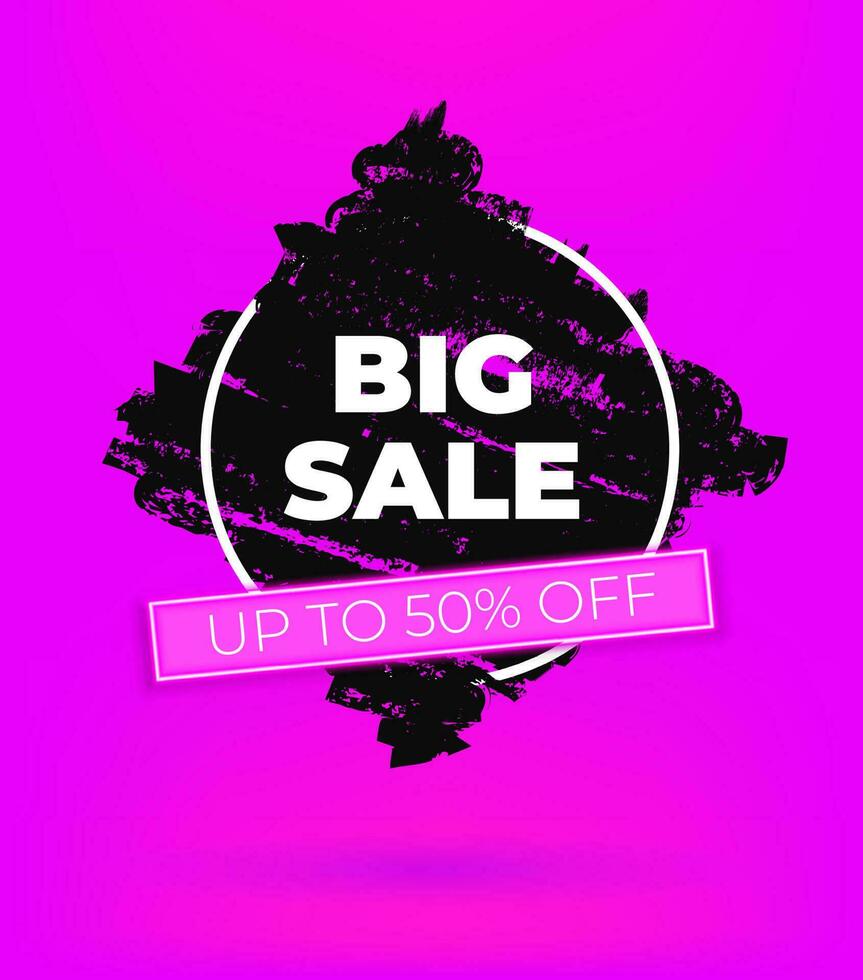 gros vente, abstrait violet bannière conception vecteur graphique illustration avec grunge coup de pinceau et texturé Contexte pour promotion, publicité, et spécial offre autocollant pour magasin