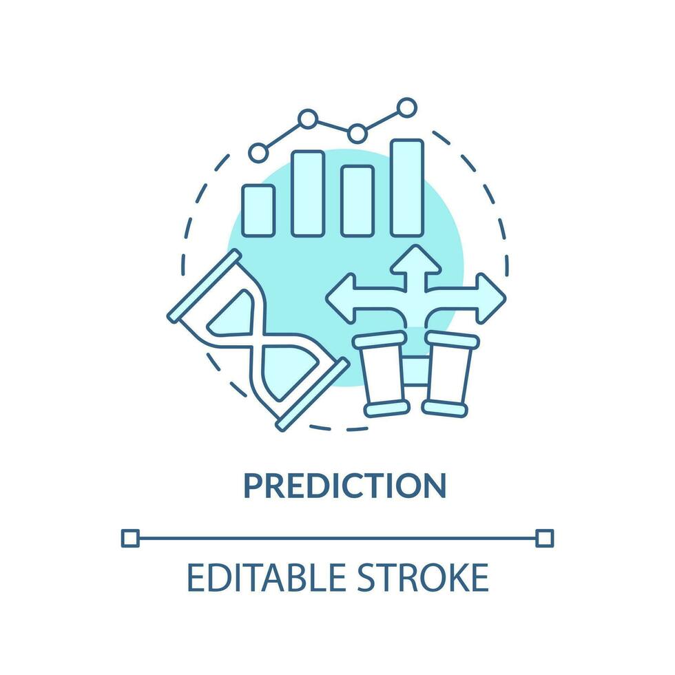 prédiction turquoise concept icône. potentiel situations. causal recherche avantage abstrait idée mince ligne illustration. isolé contour dessin. modifiable accident vasculaire cérébral vecteur