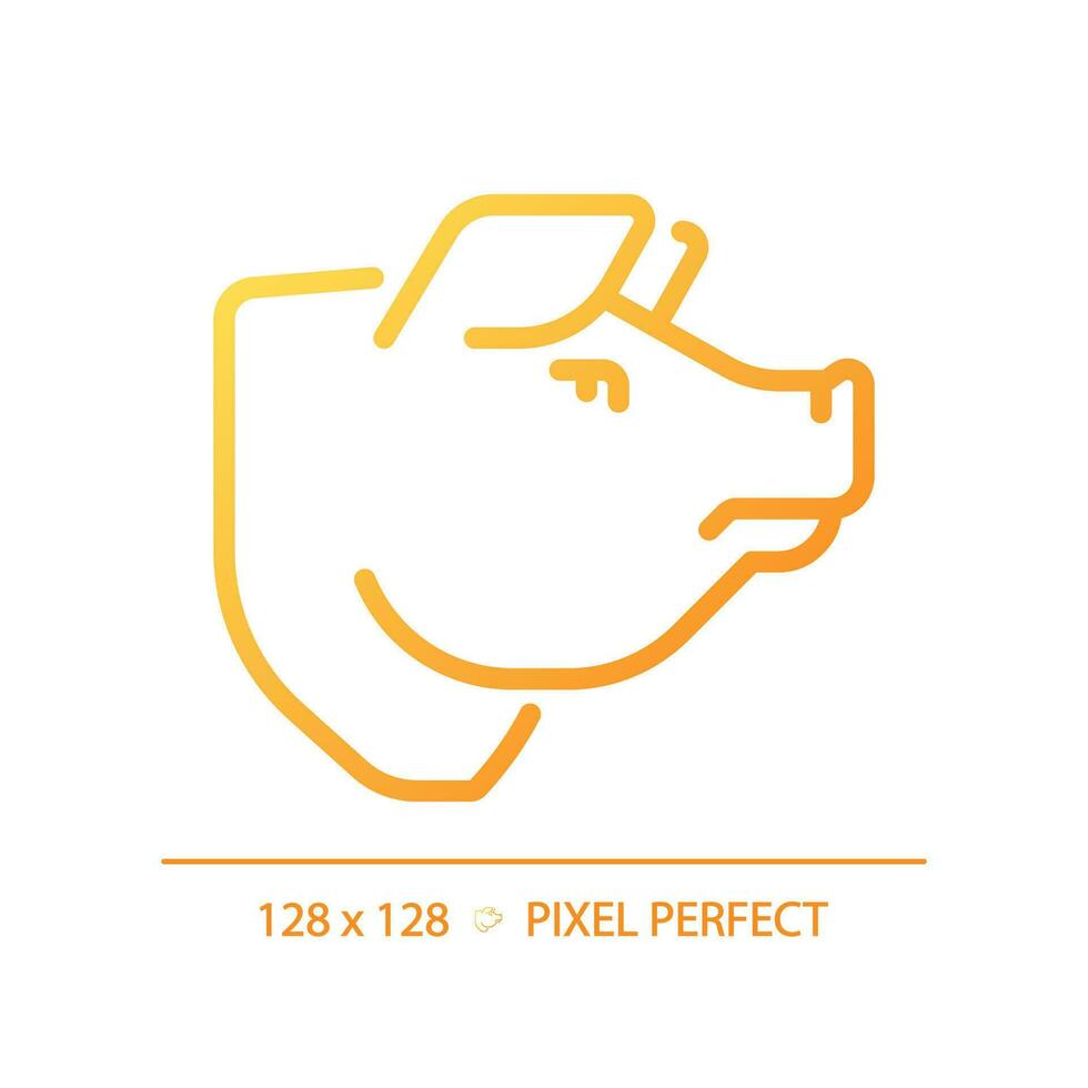 porc pixel parfait pente linéaire vecteur icône. porc diriger. Viande magasin. nourriture industrie. ferme animal. barbecue restaurant. mince ligne Couleur symbole. moderne style pictogramme. vecteur isolé contour dessin