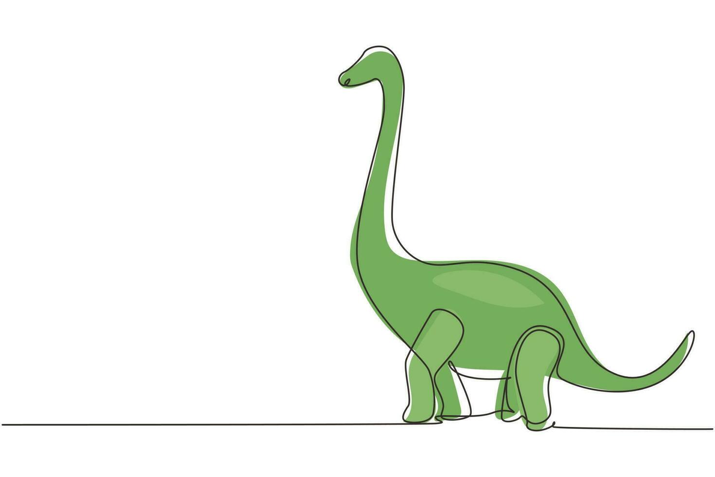 Célibataire un ligne dessin brontosaure ou diplodocus dinosaure. le le plus élevé dino dinosaure. disparu ancien animaux. animal histoire concept. moderne continu ligne dessiner conception graphique vecteur illustration