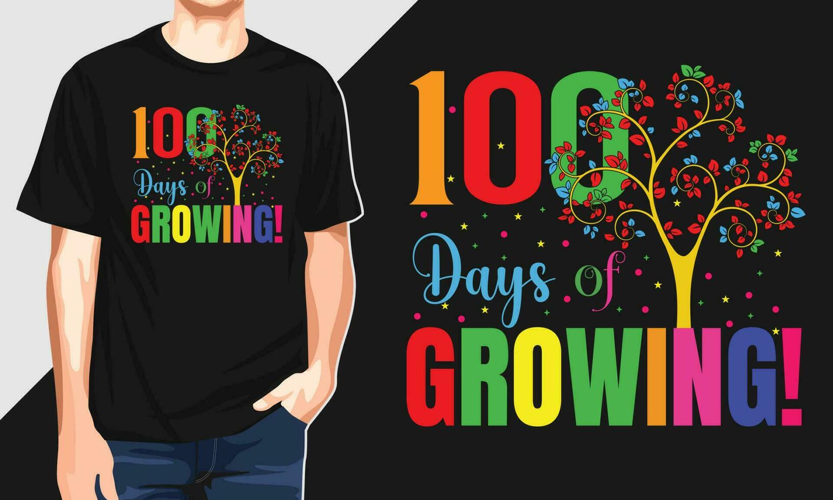 100 journées de croissance T-shirt conception vecteur