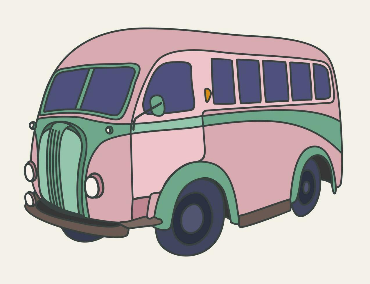 rétro autobus. vecteur isolé illustration.