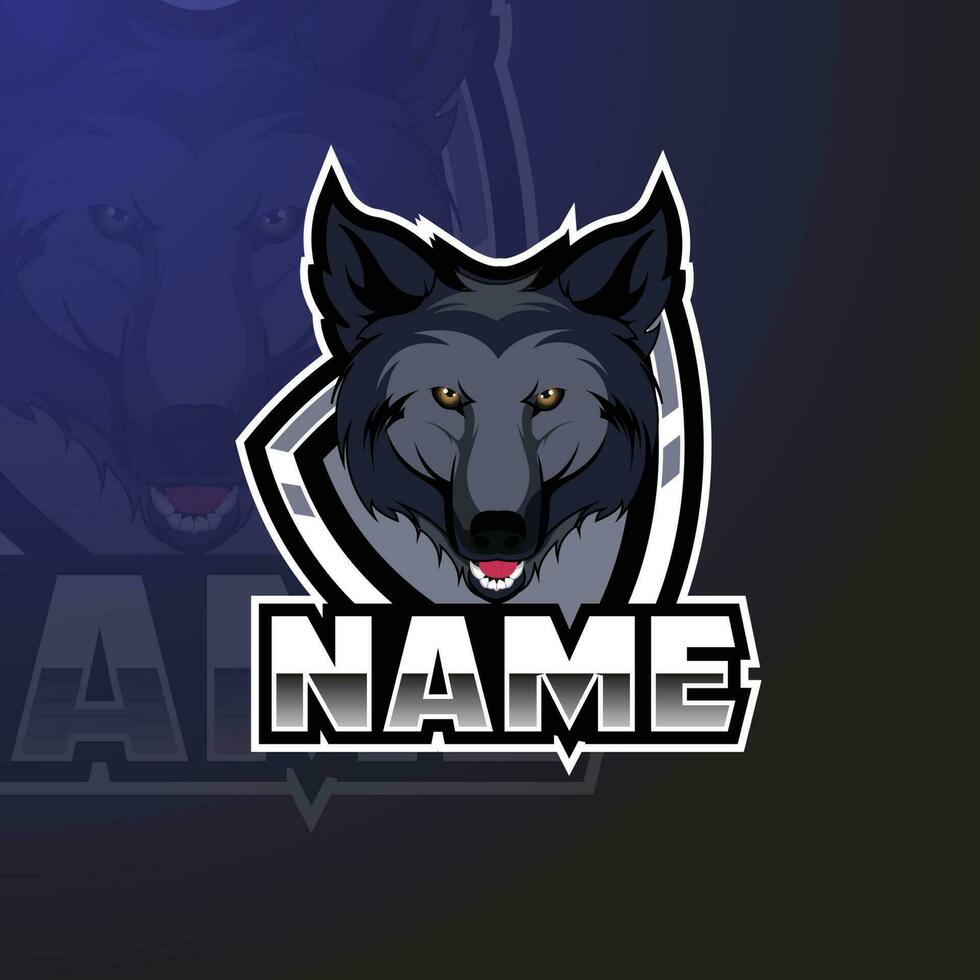 esports mascotte logo modèle avec Loup personnage vecteur