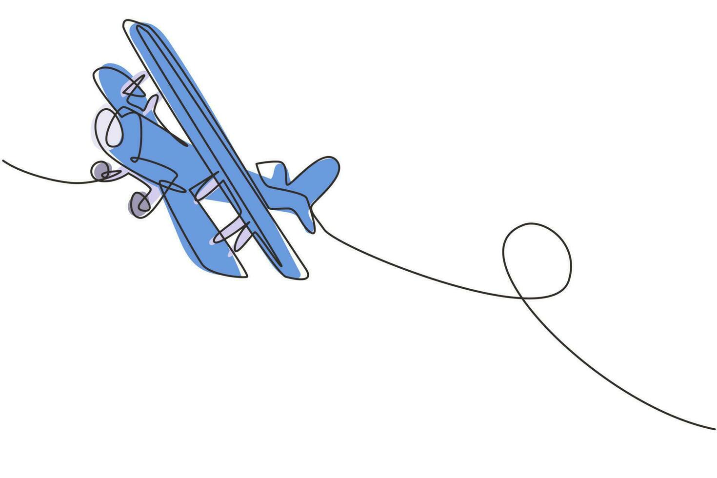 une ligne continue dessinant des modèles d'avions vintage. avion à moteur rétro avec icône d'hélice. avions monoplans et biplans. transport aérien. illustration graphique vectorielle de conception de dessin à une seule ligne vecteur