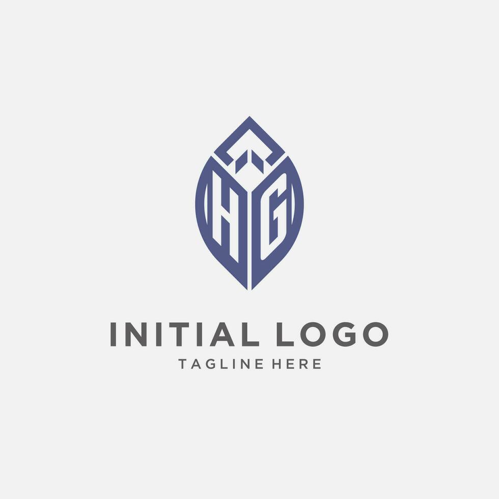 hg logo avec feuille forme, nettoyer et moderne monogramme initiale logo conception vecteur