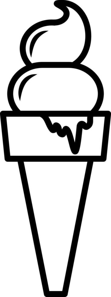 crème glacée sur une gaufre klaxon icône vecteur illustration