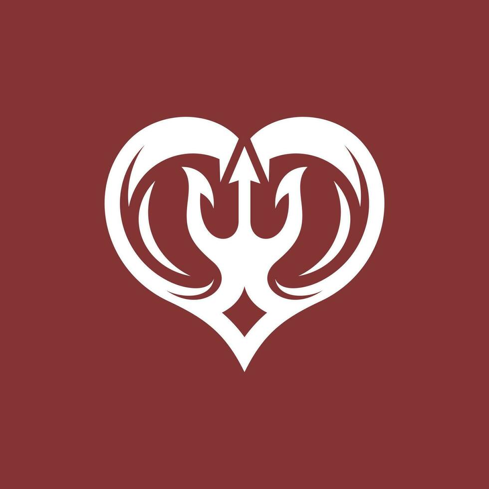 trident arme avec l'amour moderne logo vecteur