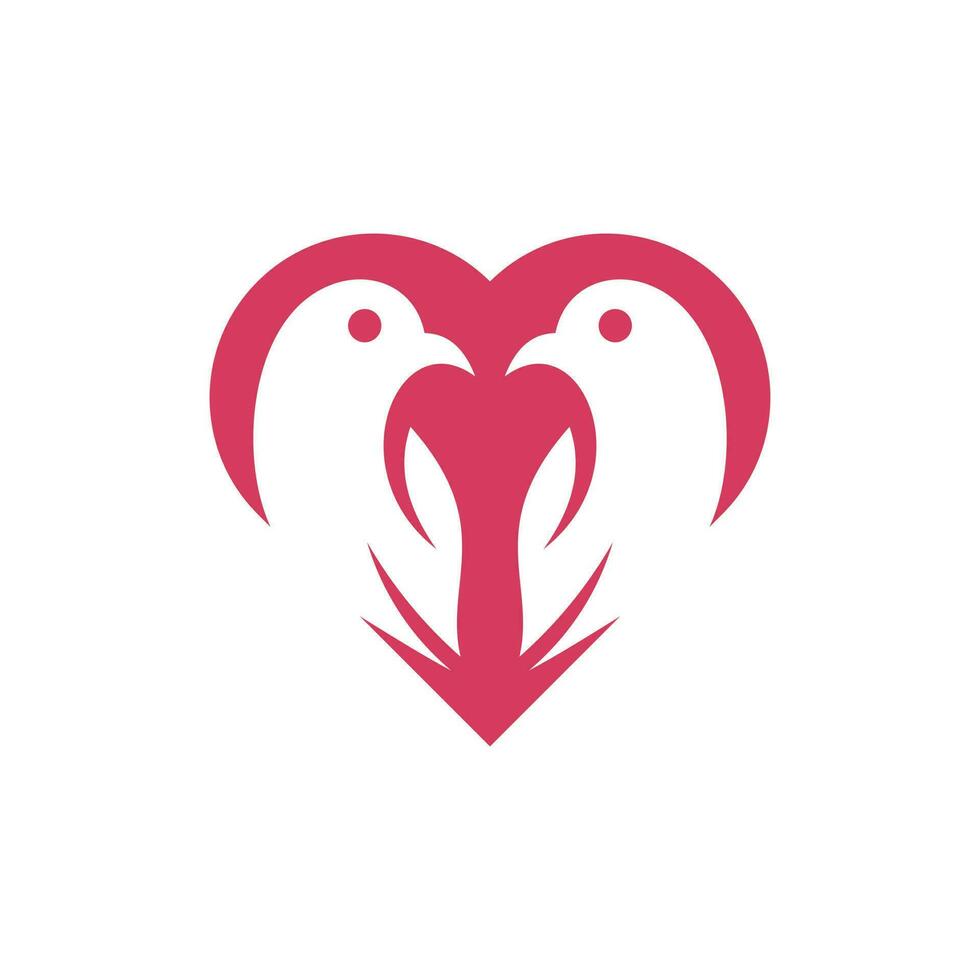 deux oiseau animal avec l'amour moderne Créatif logo conception vecteur