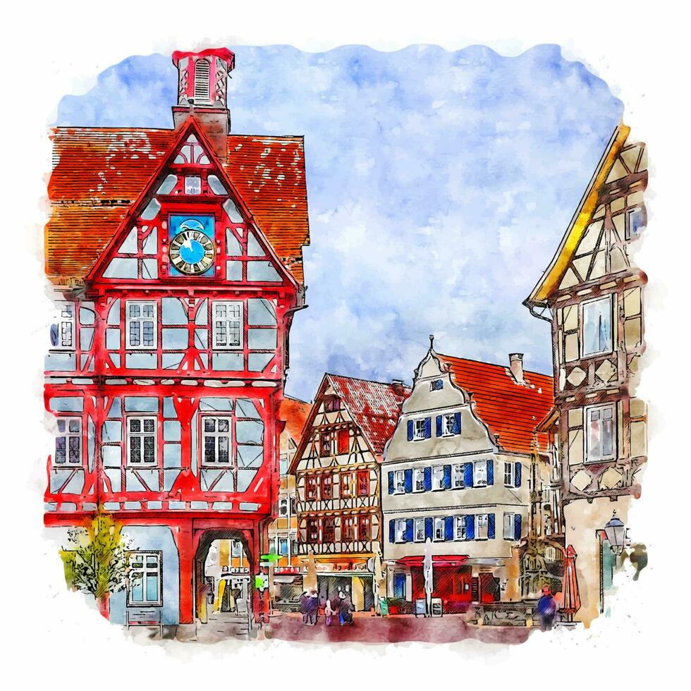 mal ourach Allemagne aquarelle esquisser main tiré illustration vecteur