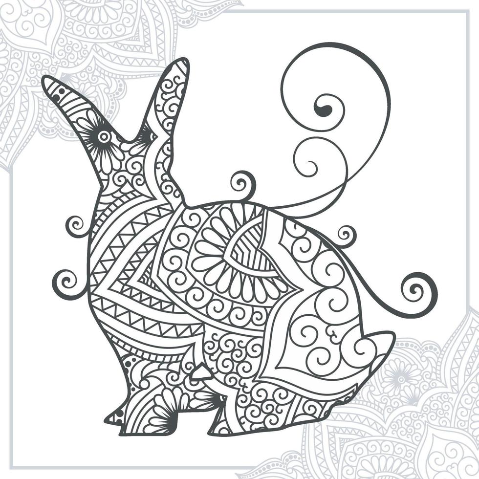 mandala de lapin. éléments décoratifs vintage. motif oriental, illustration vectorielle. vecteur