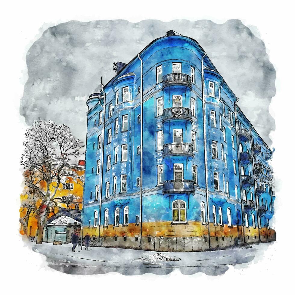 uppsala Suède aquarelle esquisser main tiré illustration vecteur