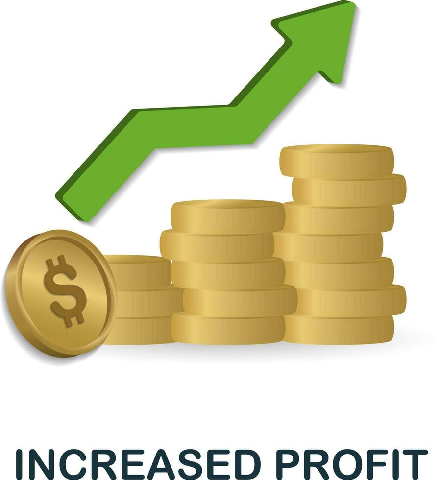 augmenté profit icône. 3d illustration de économique collection. Créatif augmenté profit 3d icône pour la toile conception, modèles, infographie et plus vecteur