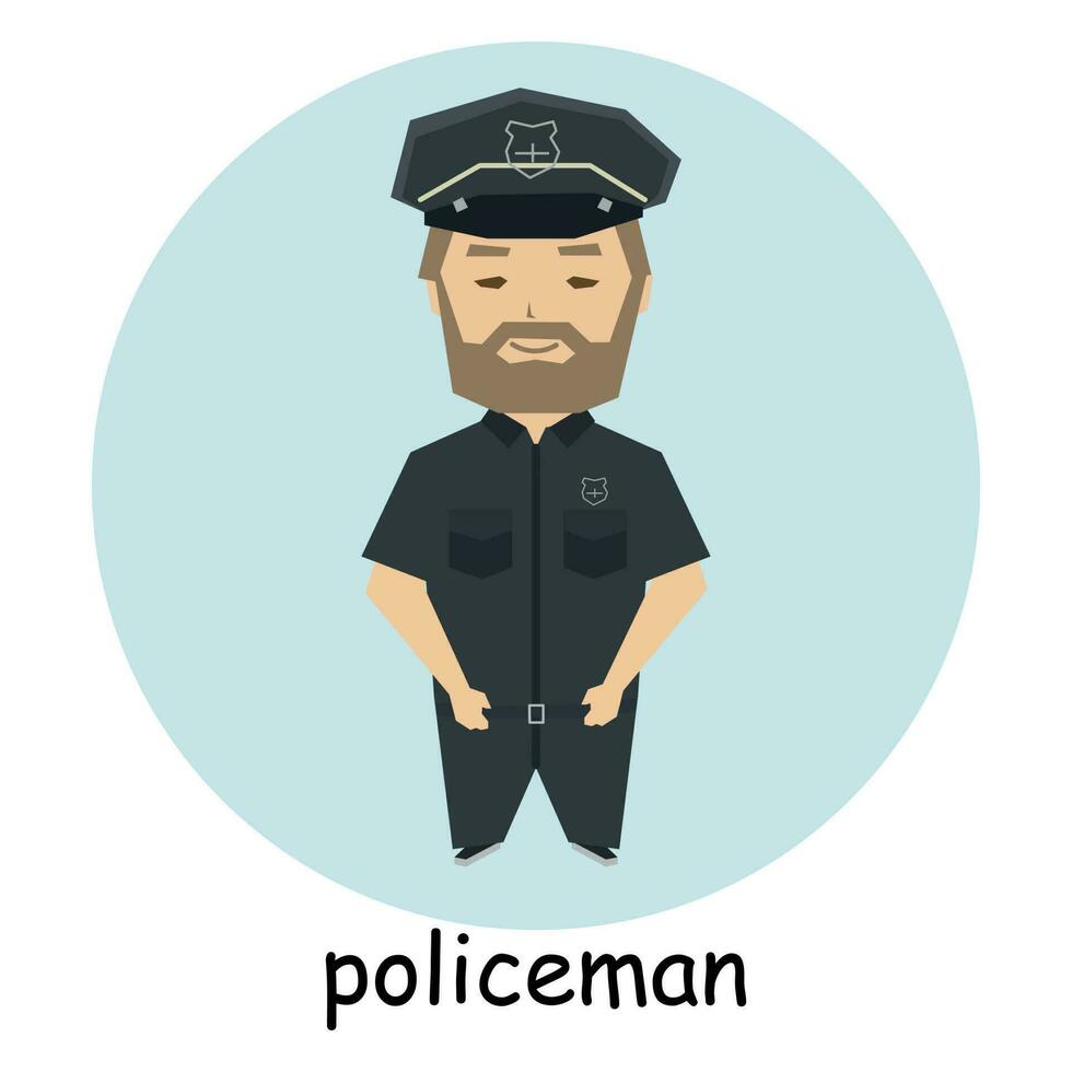 Masculin policier, personnage, avatar, portrait. profession illustration dans plat dessin animé style, vecteur