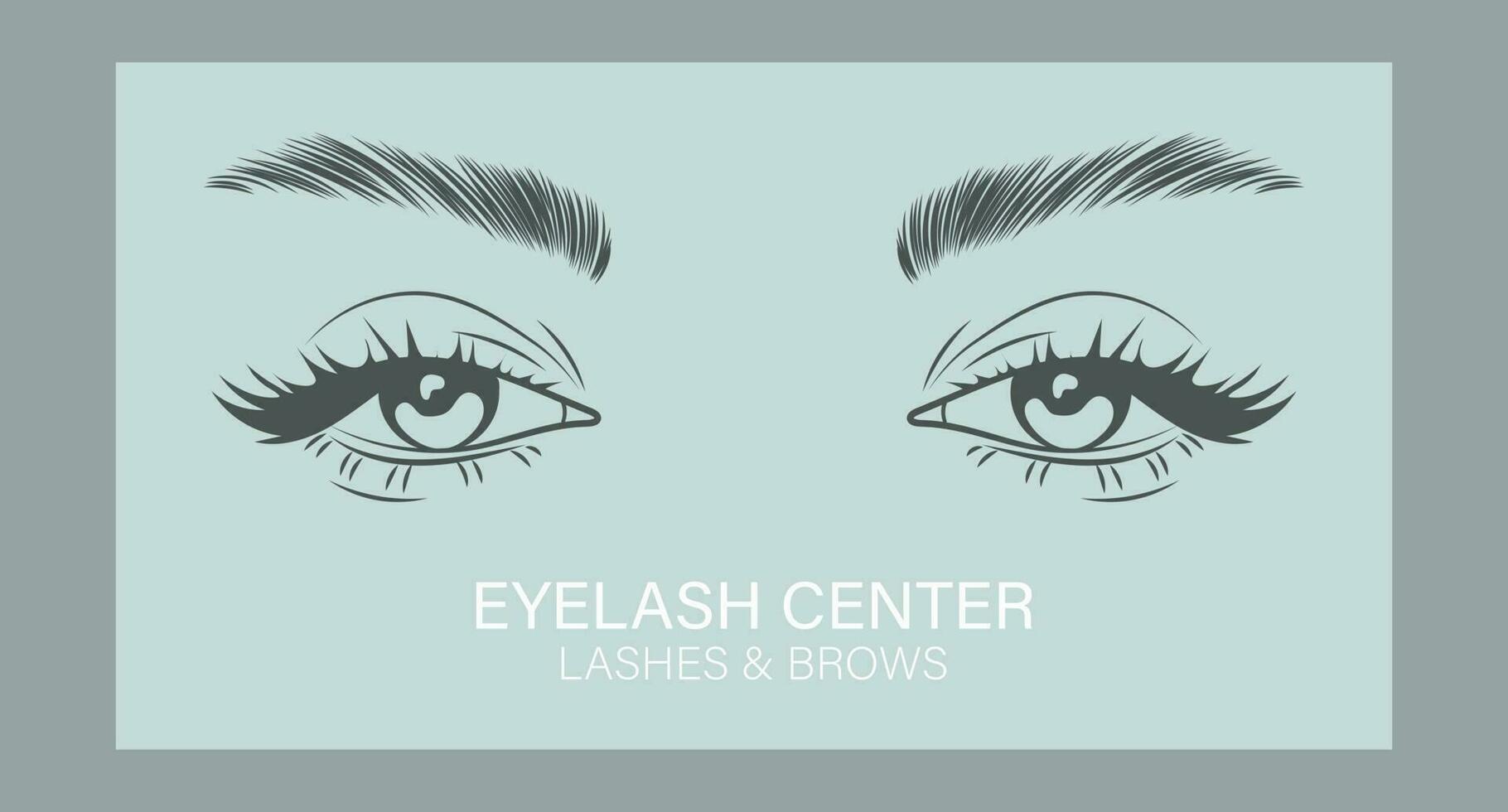 noir et blanc illustration de femelle yeux avec longue cils et les sourcils. beauté logo, cil salon logo vecteur