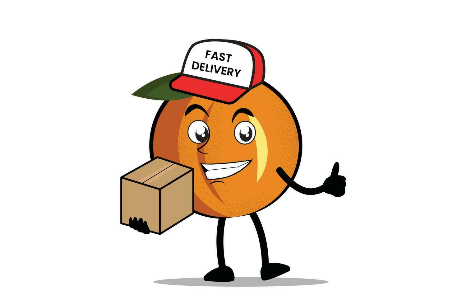 Orange dessin animé mascotte ou personnage comme une livraison courrier officier vecteur