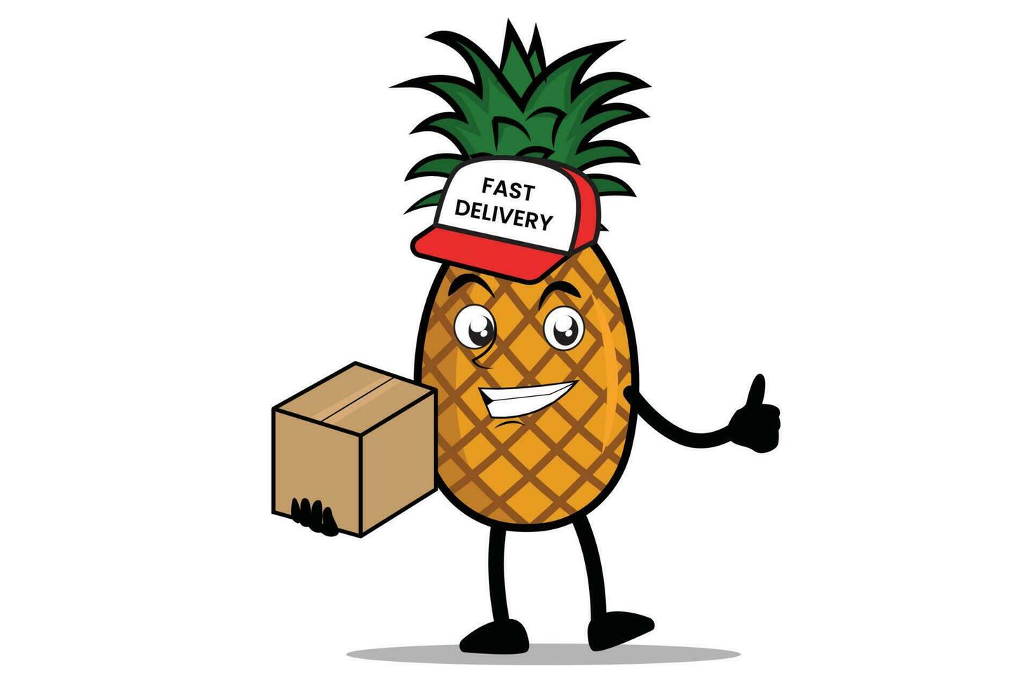 ananas dessin animé mascotte ou personnage comme une livraison courrier officier vecteur