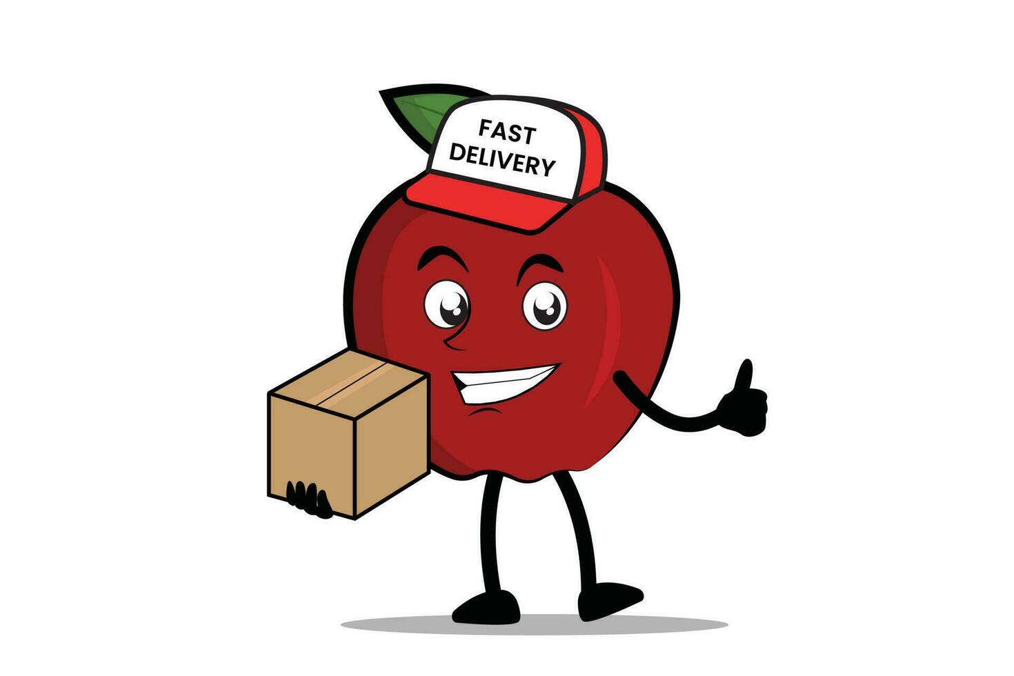 Pomme dessin animé mascotte ou personnage comme une livraison courrier officier vecteur