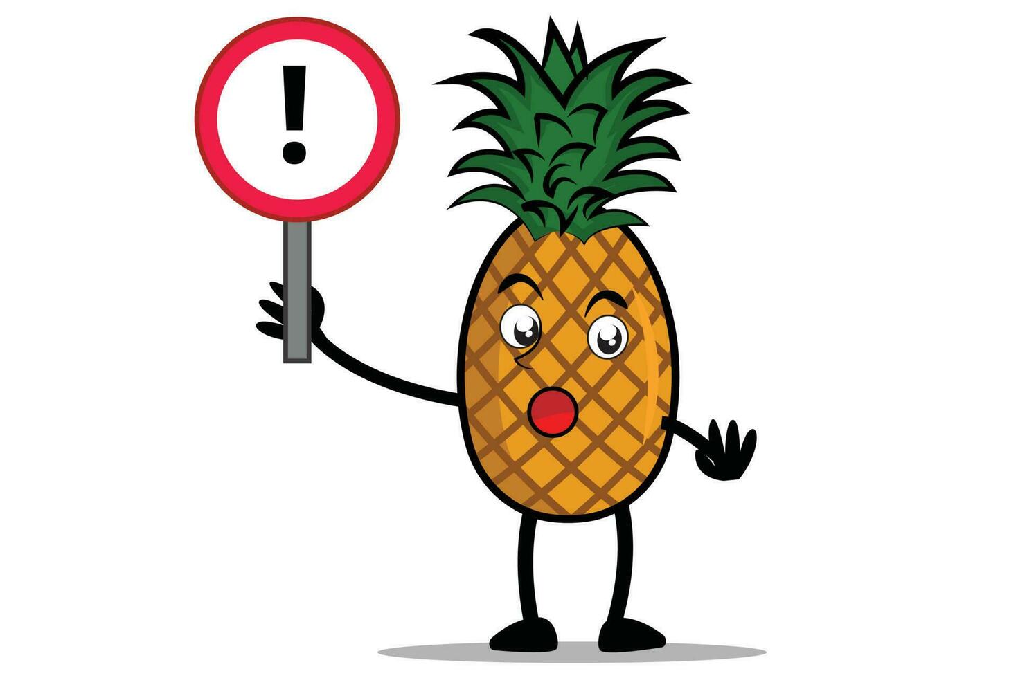 ananas dessin animé mascotte ou personnage en portant une signe de attention vecteur