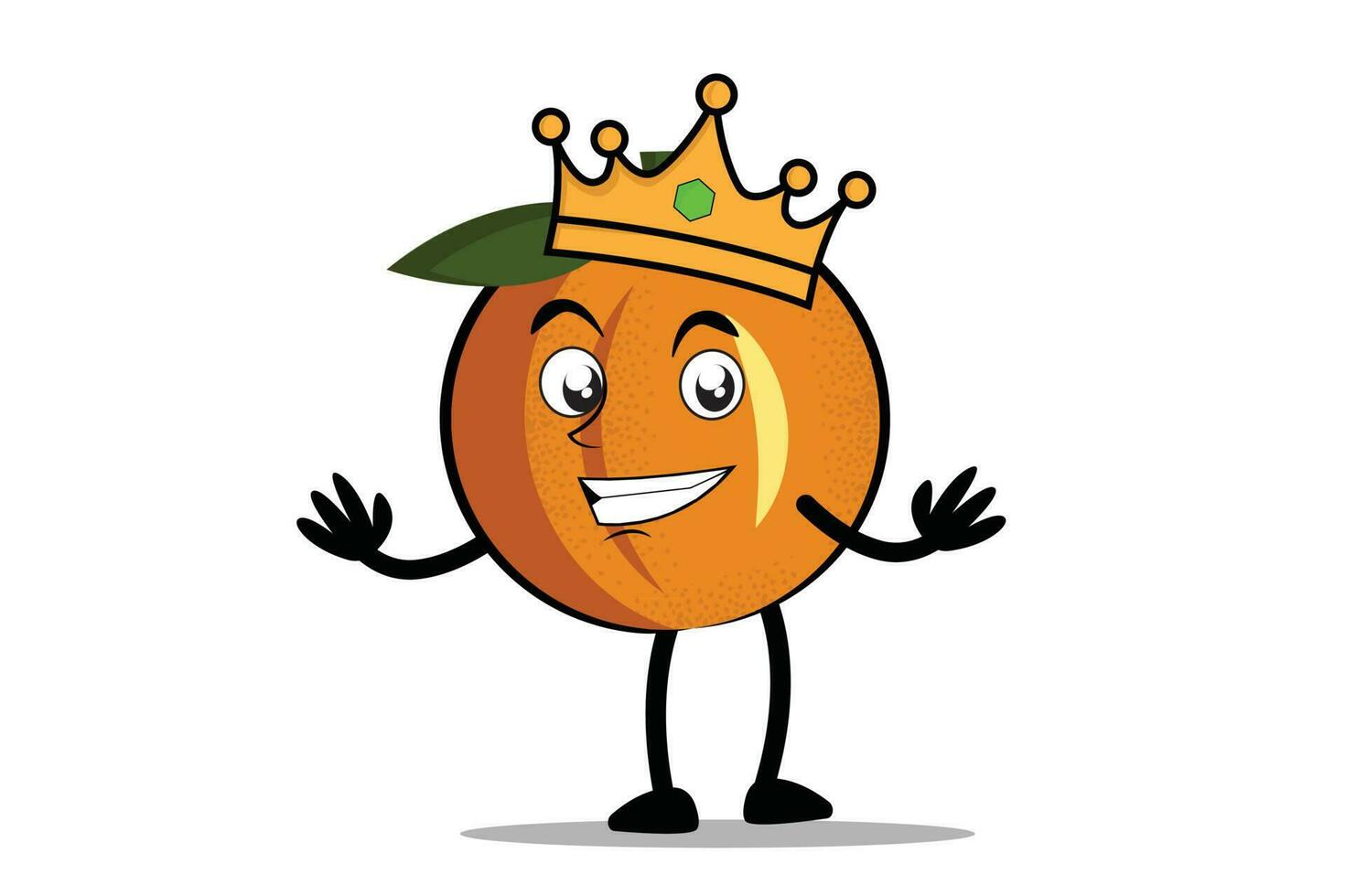 Orange dessin animé mascotte ou personnage comme une Roi et portant une Royal couronne vecteur