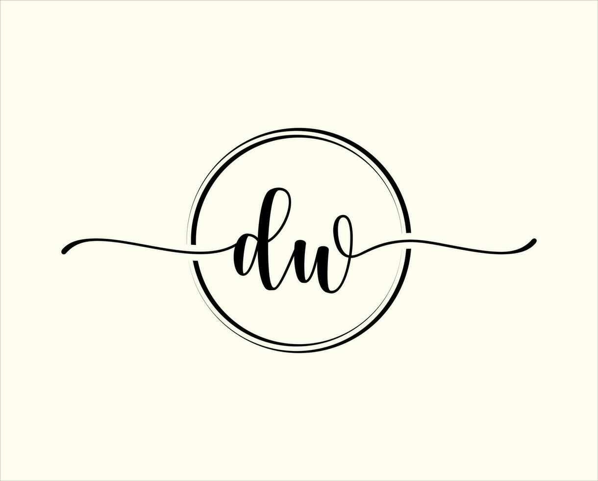 initiale écriture dw cercle logo illustration. dw lettre logo conception avec noir cercle. initiale dw beauté monogramme et élégant logo conception vecteur